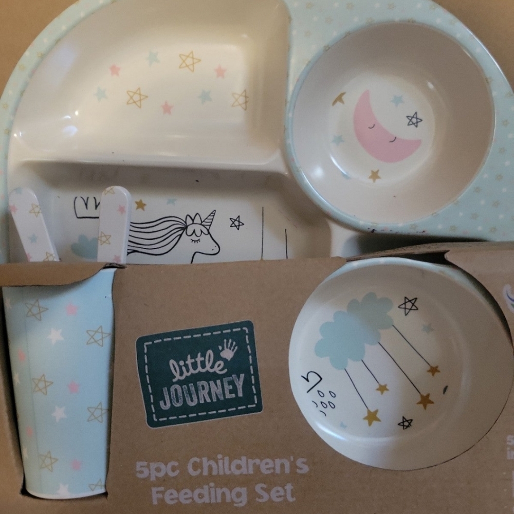 Little journey 5 pc feeding set unicorn